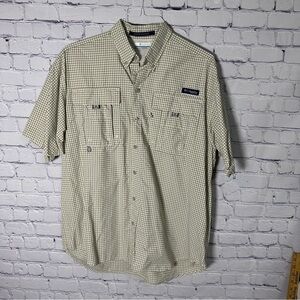 Columbia Men's Tan Checkered Button Down Shirt